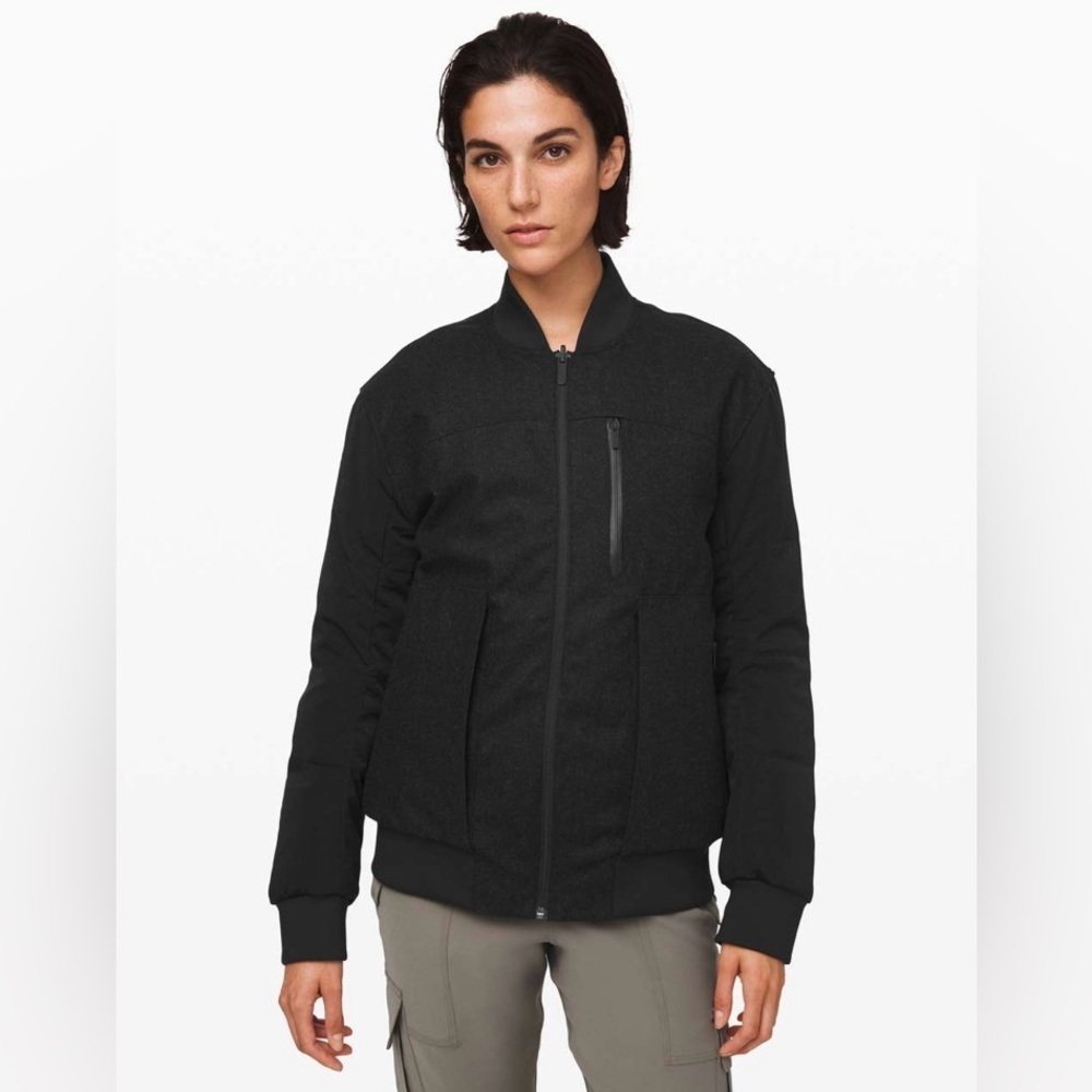 Lululemon Roam Far Wool Bomber in Black / Heathered Black - Picture 1 of 7